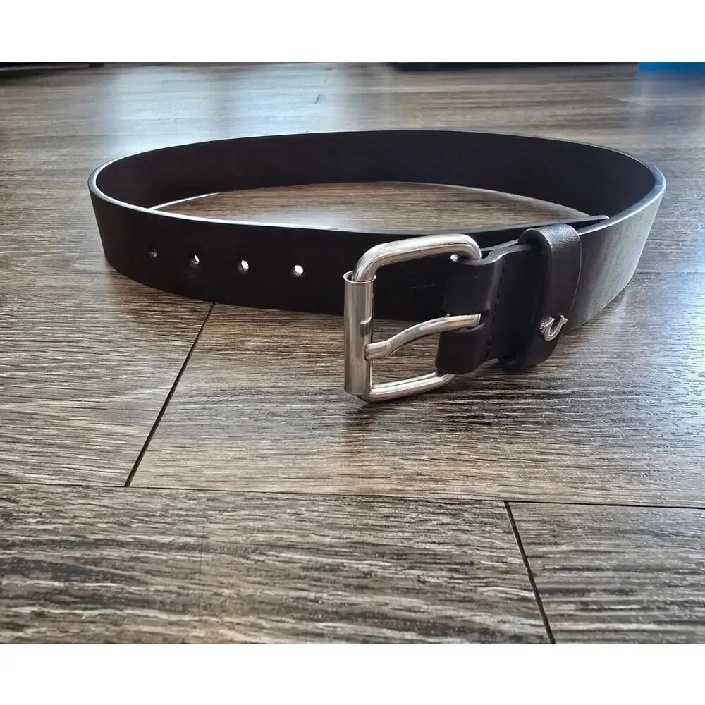 True Religion Brown Leather Belt Size 32 | Casual Designer Brand Jeans Accessory